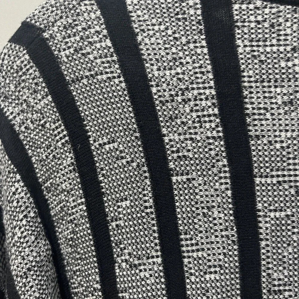 Angel Women Black Gray Striped Sweater M Cotton Long Sleeve Tunic Warm Lagenlook - Picture 7 of 7